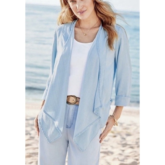 Soft Surroundings Sweaters - Soft Surroundings Tencel Topper Chambray S Boho Layer Minimalist Capsule Flowy